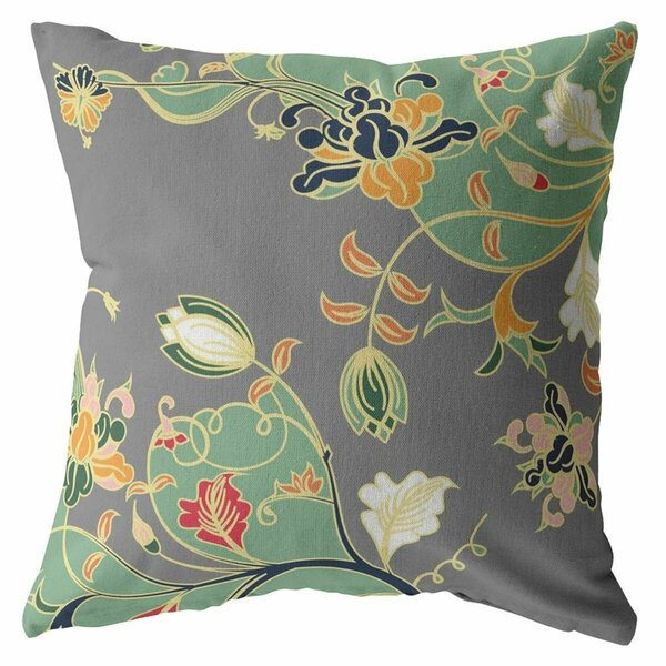Palacedesigns 18 in. Garden Indoor & Outdoor Throw Pillow Orange Green & Gray PA3104233